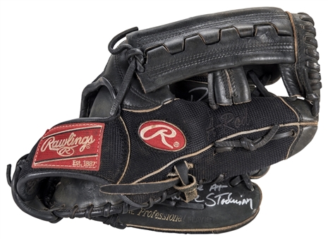 2008 Alex Rodriguez Game Used, Photo Matched, Signed & Inscribed Rawlings Fielders Glove Used For Final Season at Yankee Stadium (Rodriguez LOA & Resolution Photomatching)